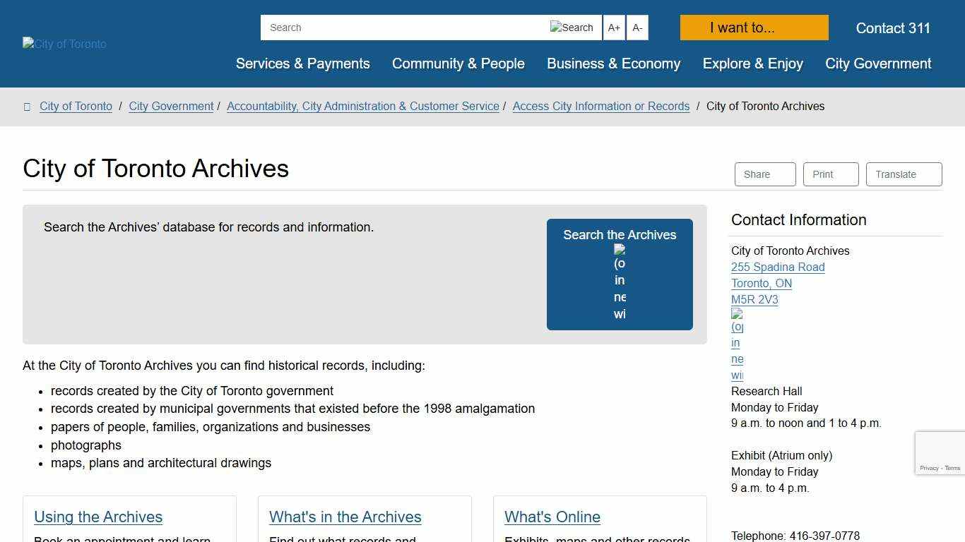 City of Toronto Archives – City of Toronto